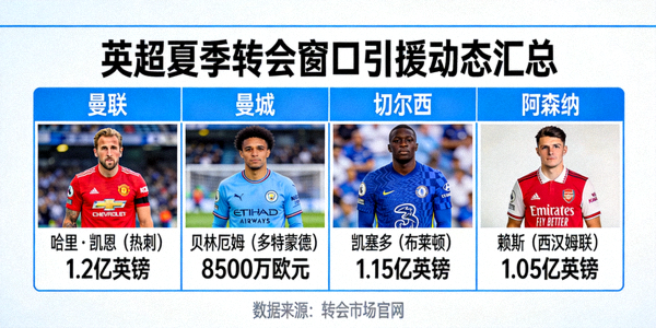 英超夏季转会窗口各大俱乐部引援动态汇总